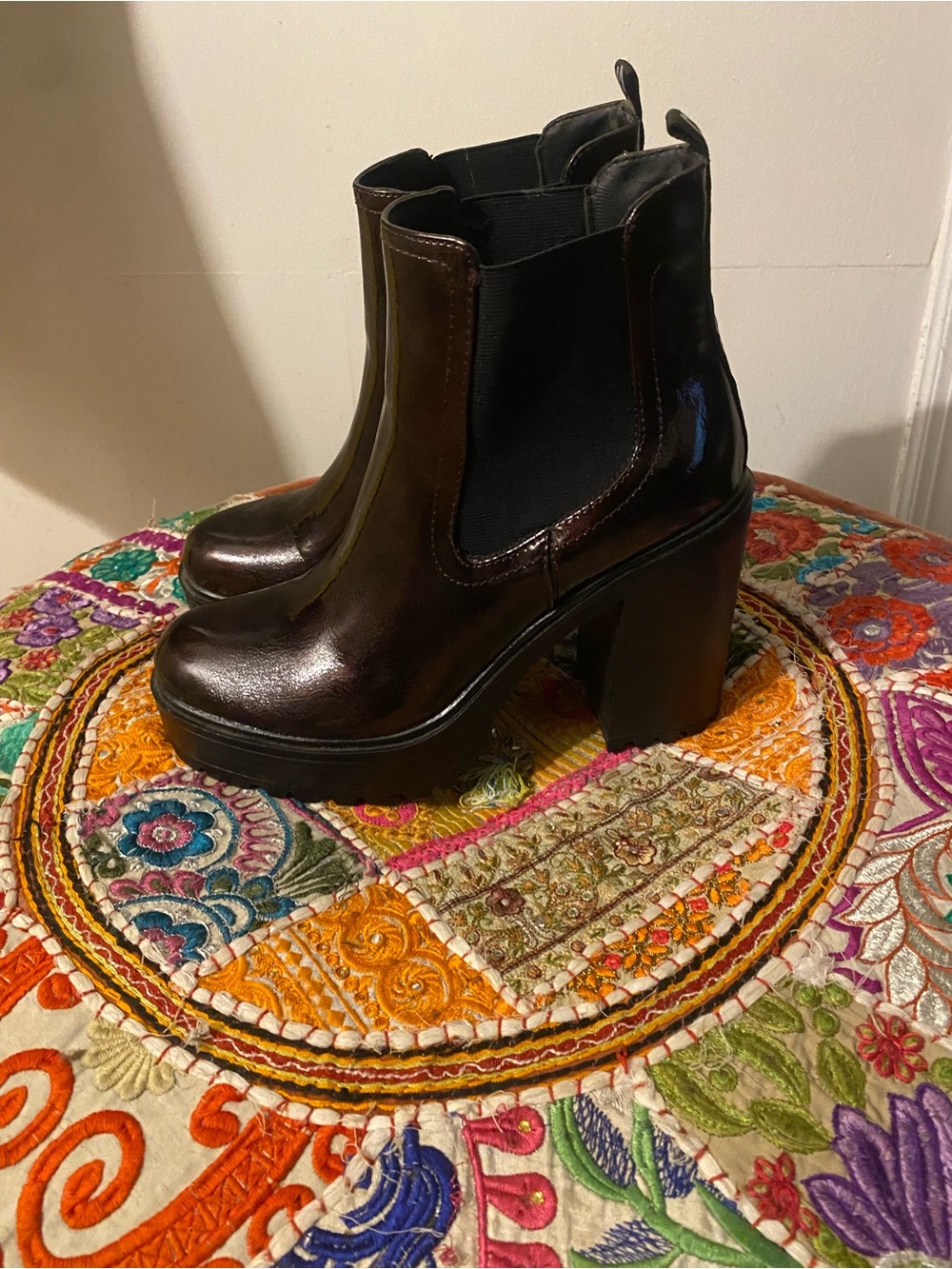 Platform Chelsea Booties in Burgundy